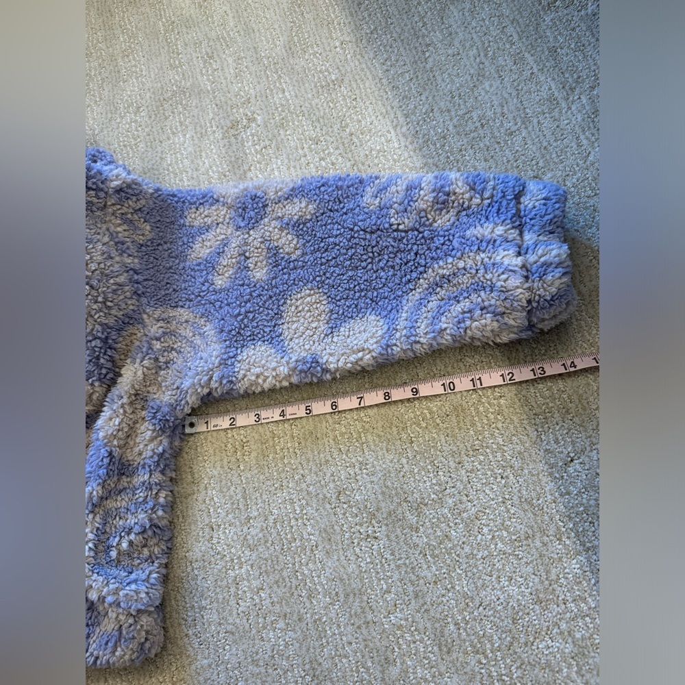 Urban Outfitters Olivia Sherpa Fleece Jacket Flower Purple Full Zip Womens S-P - Picture 3 of 9